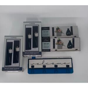 Home Decor 5pc Lot 2Sconces/2Shelves/1Welcome‎ Sign